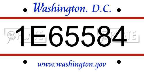 1E65584 District Of Columbia License Plate