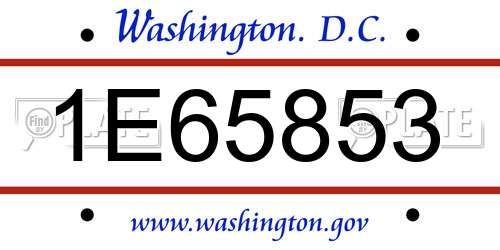 1E65853 District Of Columbia License Plate