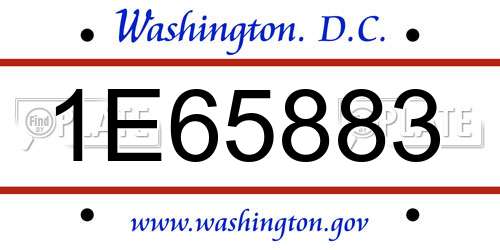 1E65883 District Of Columbia License Plate