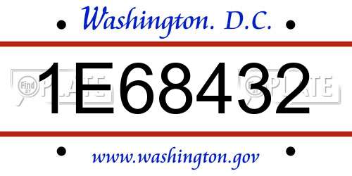 1E68432 District Of Columbia License Plate