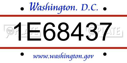 1E68437 District Of Columbia License Plate
