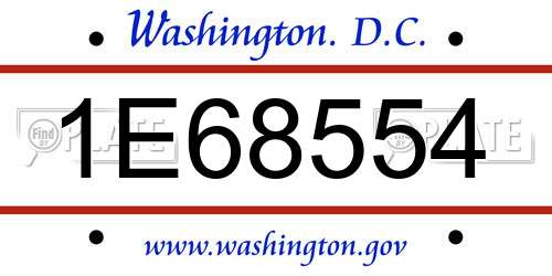 1E68554 District Of Columbia License Plate