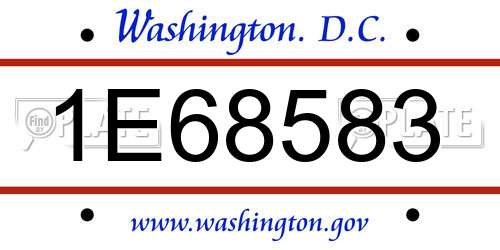 1E68583 District Of Columbia License Plate
