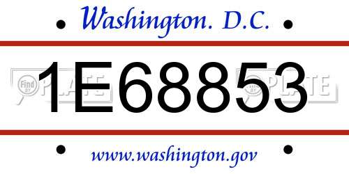 1E68853 District Of Columbia License Plate