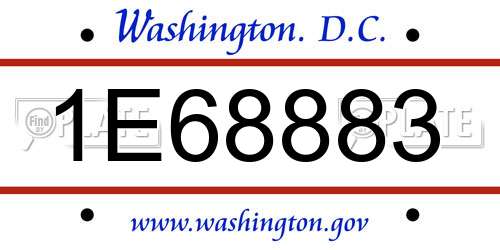 1E68883 District Of Columbia License Plate