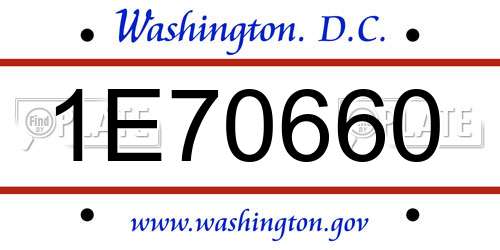 1E70660 District Of Columbia License Plate