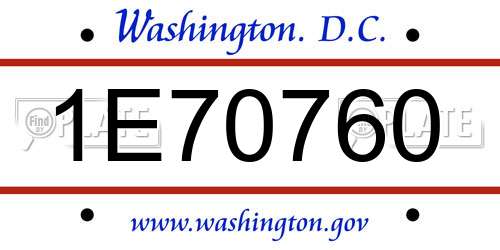 1E70760 District Of Columbia License Plate