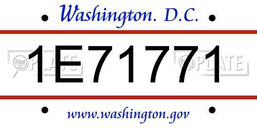 1E71771 District Of Columbia License Plate