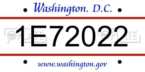 1E72022 District Of Columbia License Plate