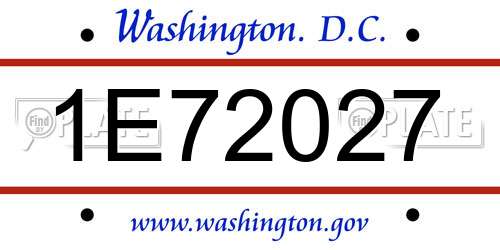 1E72027 District Of Columbia License Plate