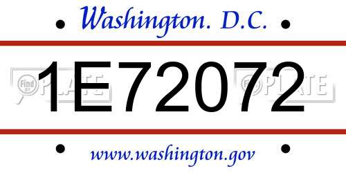 1E72072 District Of Columbia License Plate