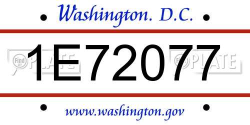 1E72077 District Of Columbia License Plate