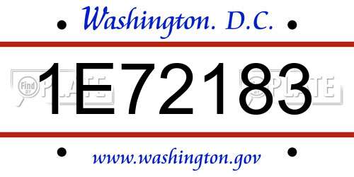 1E72183 District Of Columbia License Plate