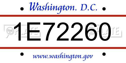 1E72260 District Of Columbia License Plate