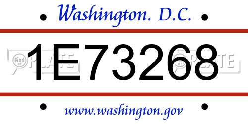 1E73268 District Of Columbia License Plate