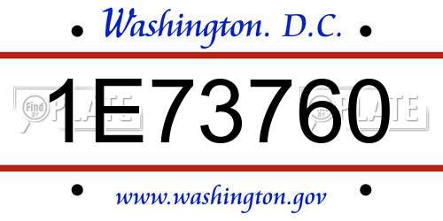 1E73760 District Of Columbia License Plate