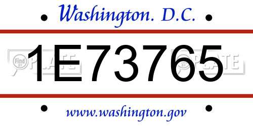 1E73765 District Of Columbia License Plate