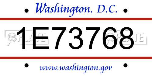 1E73768 District Of Columbia License Plate