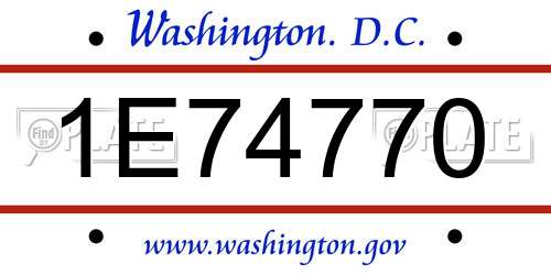 1E74770 District Of Columbia License Plate