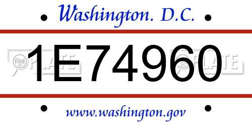1E74960 District Of Columbia License Plate