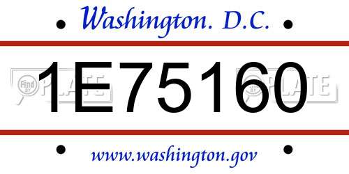 1E75160 District Of Columbia License Plate
