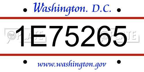 1E75265 District Of Columbia License Plate