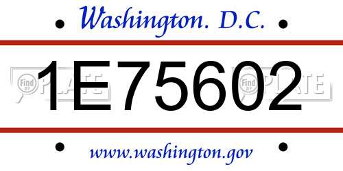 1E75602 District Of Columbia License Plate