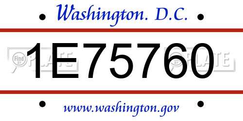 1E75760 District Of Columbia License Plate