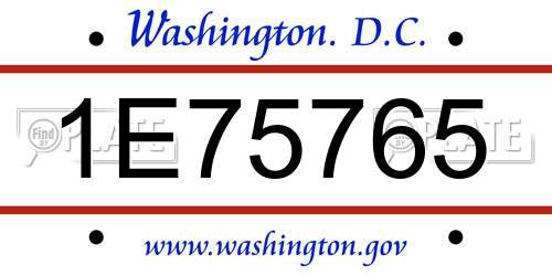 1E75765 District Of Columbia License Plate