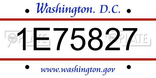 1E75827 District Of Columbia License Plate
