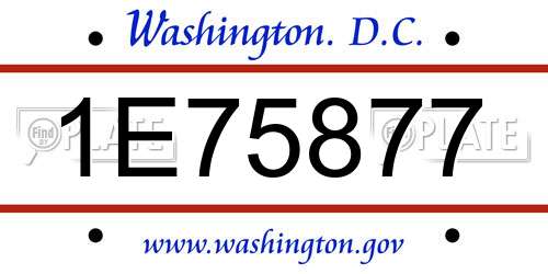 1E75877 District Of Columbia License Plate