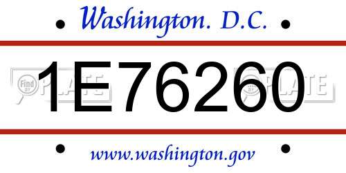 1E76260 District Of Columbia License Plate