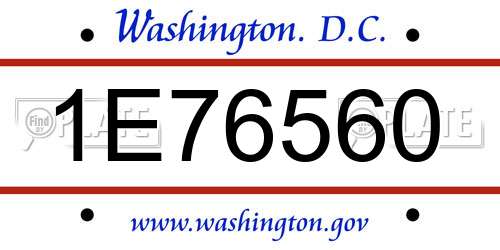 1E76560 District Of Columbia License Plate