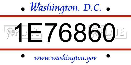 1E76860 District Of Columbia License Plate