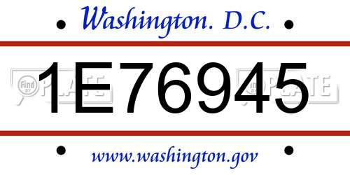 1E76945 District Of Columbia License Plate
