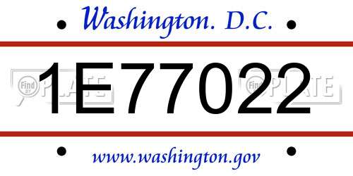 1E77022 District Of Columbia License Plate