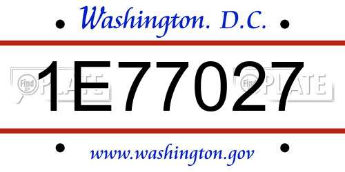 1E77027 District Of Columbia License Plate
