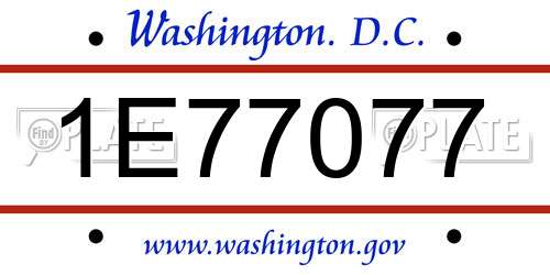 1E77077 District Of Columbia License Plate