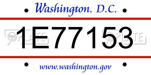 1E77153 District Of Columbia License Plate