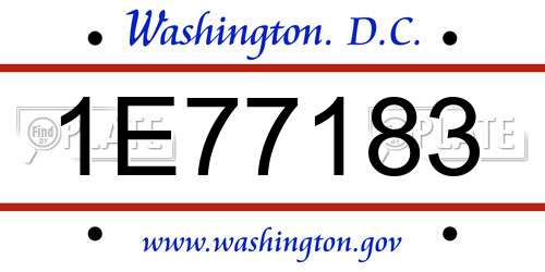 1E77183 District Of Columbia License Plate