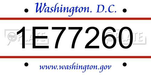 1E77260 District Of Columbia License Plate