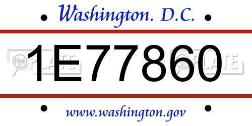 1E77860 District Of Columbia License Plate