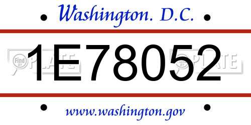 1E78052 District Of Columbia License Plate