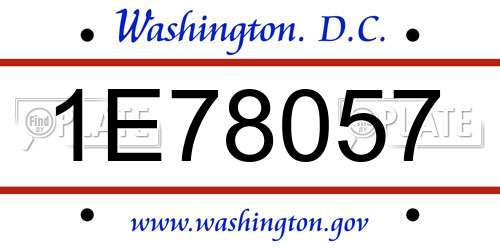 1E78057 District Of Columbia License Plate