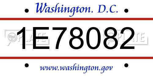 1E78082 District Of Columbia License Plate
