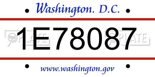 1E78087 District Of Columbia License Plate