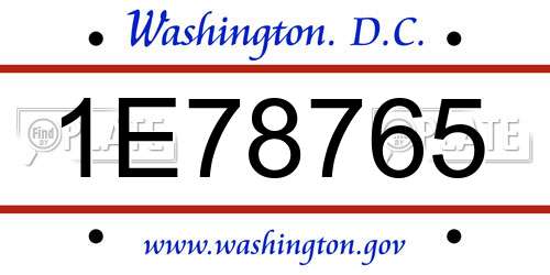1E78765 District Of Columbia License Plate