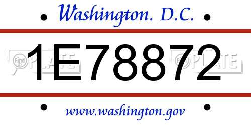 1E78872 District Of Columbia License Plate