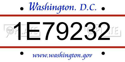 1E79232 District Of Columbia License Plate
