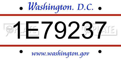 1E79237 District Of Columbia License Plate